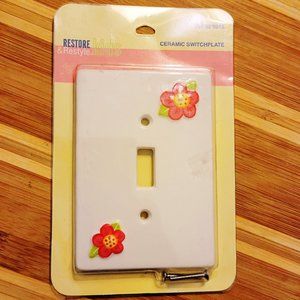 Adorable Ceramic Flowers Switch Plate, NIB, screws incl, Restore & Restyle Kids